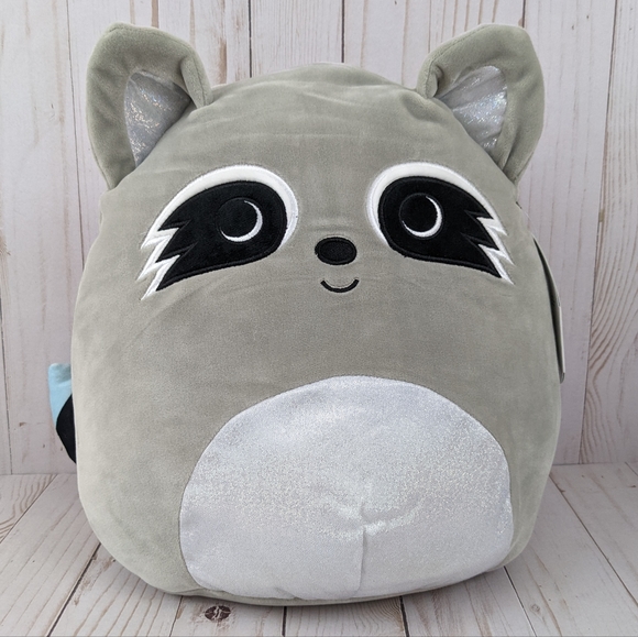 Squishmallows Other - Kellytoy Squishmallows Max the Raccoon Gray Black Rainbow New with Tags 12"